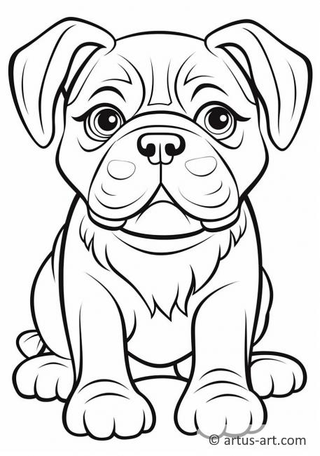 Page de coloriage mignon pour enfants avec un Bulldog